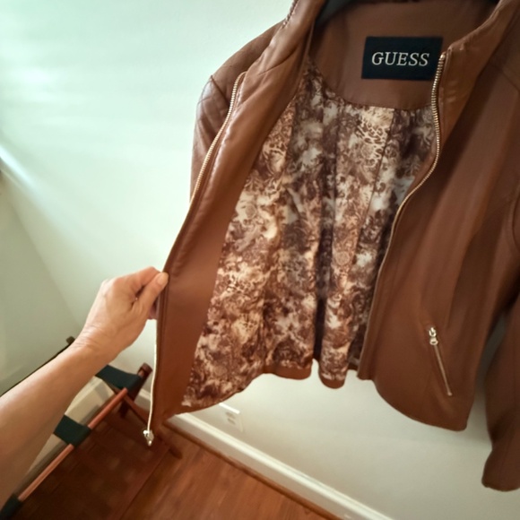 FAUX LEATHER MOTO JACKET  bu GUESS IN CONAC SIZE M - Picture 3 of 5